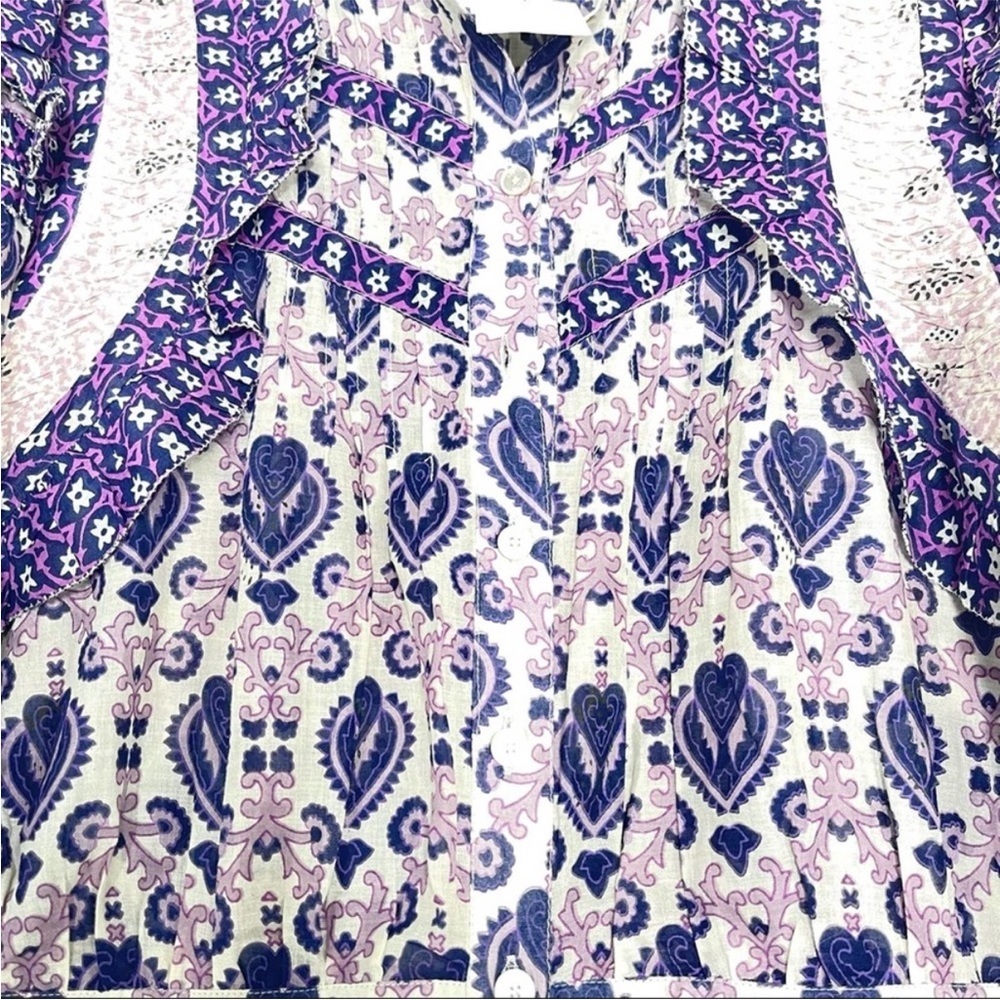 Sea New York Brigitte Border Long Sleeve Romper Size 12 Multicolor Purple NWOT - Picture 10 of 16